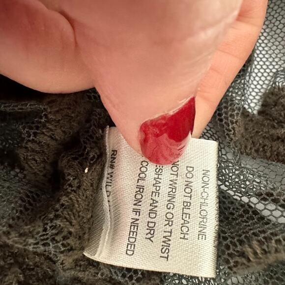 Woven Heart Kimono Duster Medium Green Sheer Embroidered Boho Whimsy Fairy - Picture 8 of 9